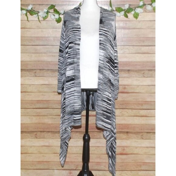 Jones New York Black & White Lightweight Cardigan Sweater Size 2X Open Front - Picture 1 of 10